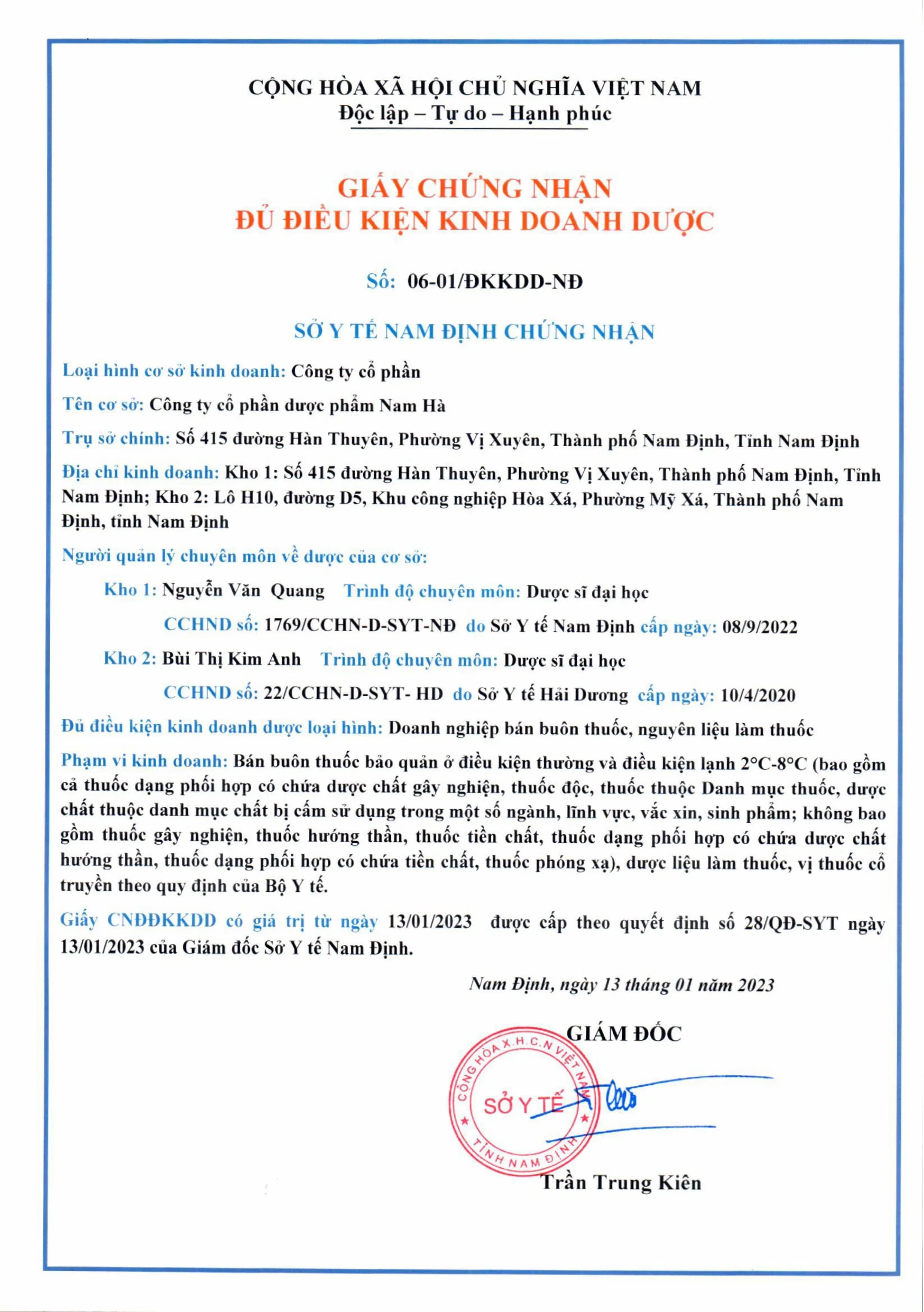 CHỨNG NHẬN ĐỦ ĐIỀU KIỆN KINH DOANH DƯỢC