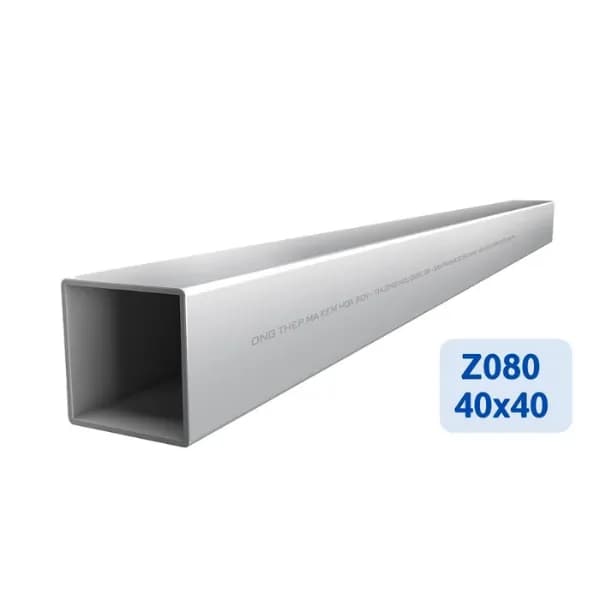 Thép hộp mạ kẽm Z080: 40mmx40mmx6.0m
