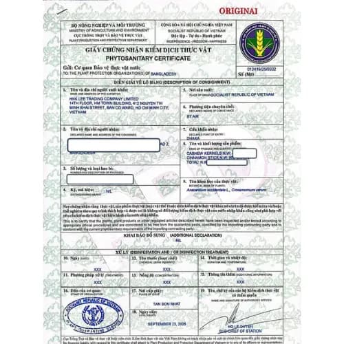 Kiểm dịch thực vật (Phytosanitary Certificate)