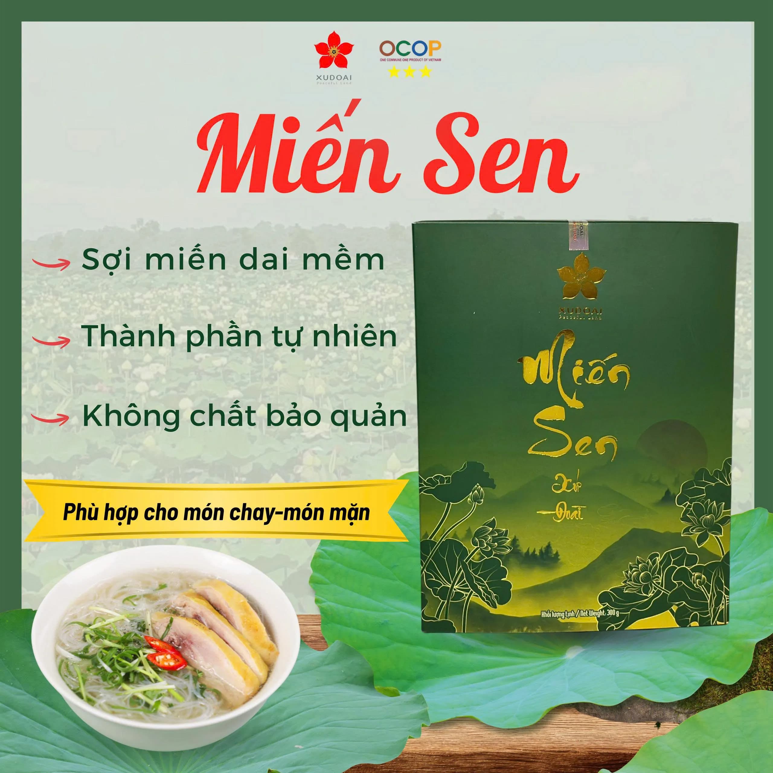 Miến sen Xứ Đoài - 100% tinh bột sen nguyên chất