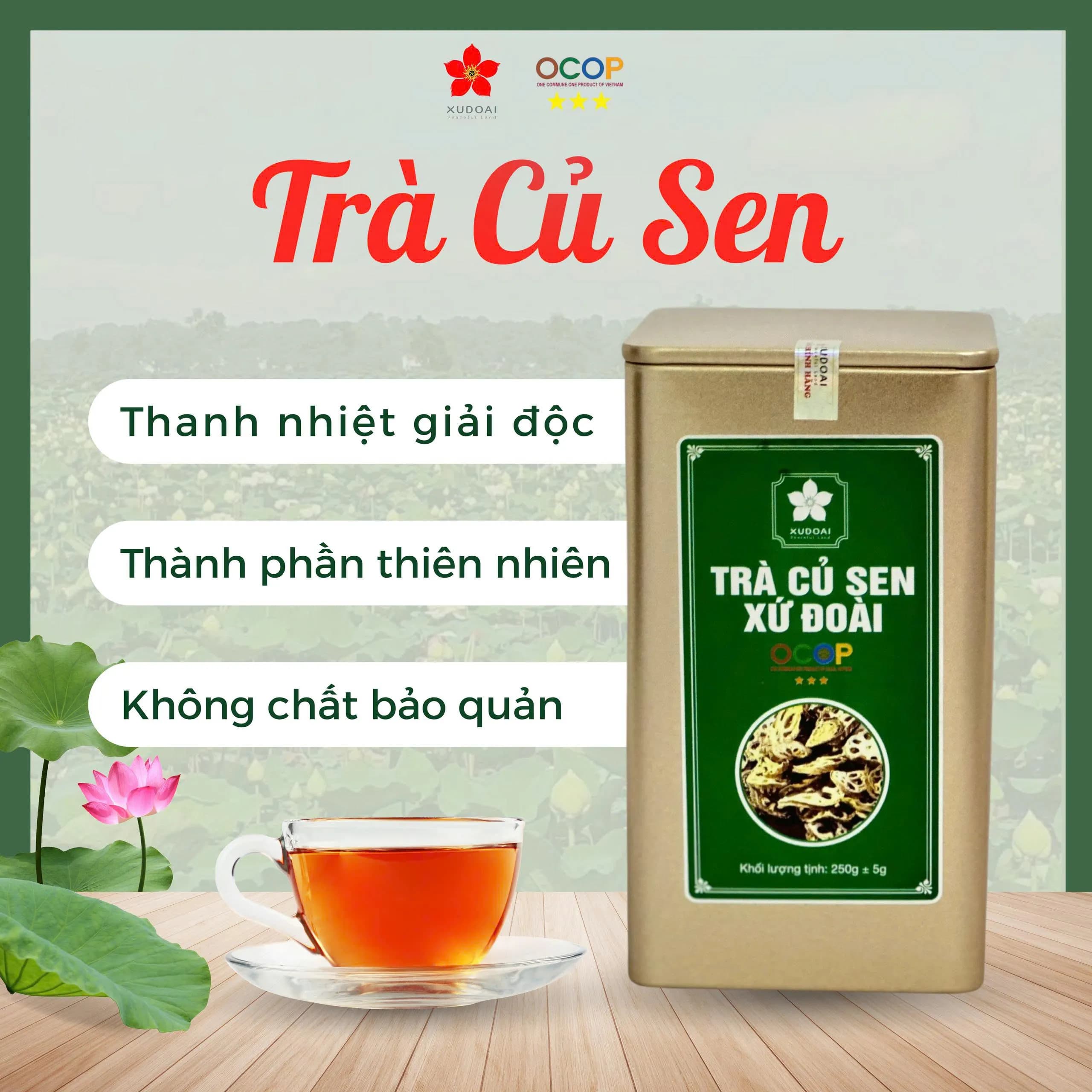 Trà củ sen Xứ Đoài nguyên chất, thanh nhiệt