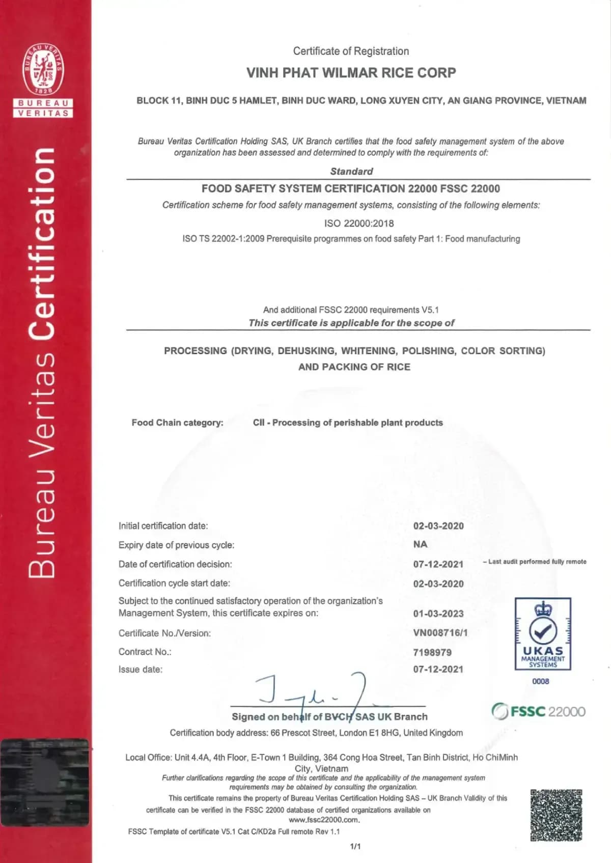 Food Safety System Certification 22000 FSSC 22000
