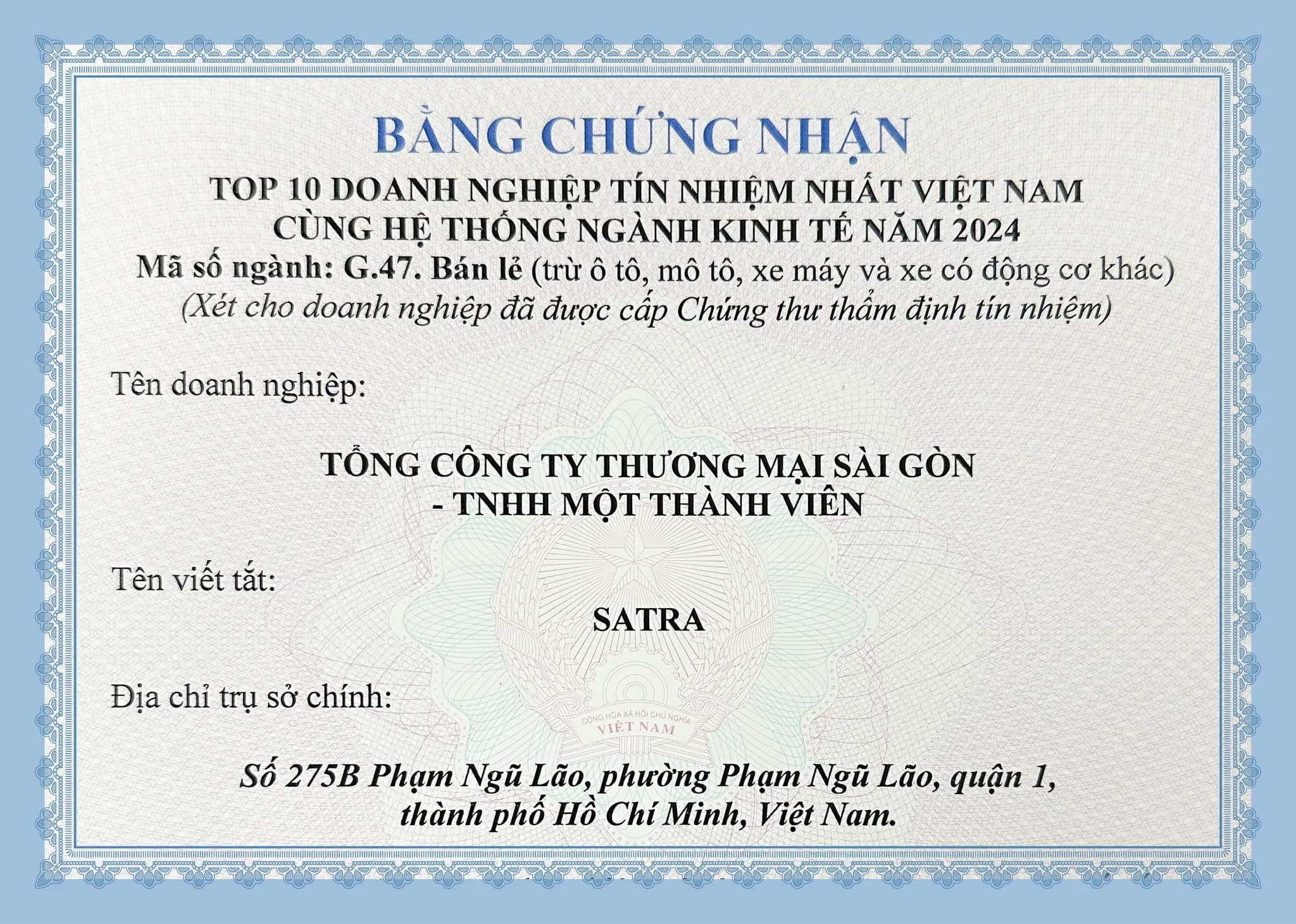 Top 10 Doanh nghiệp tín nhiệm nhất Việt Nam 2024