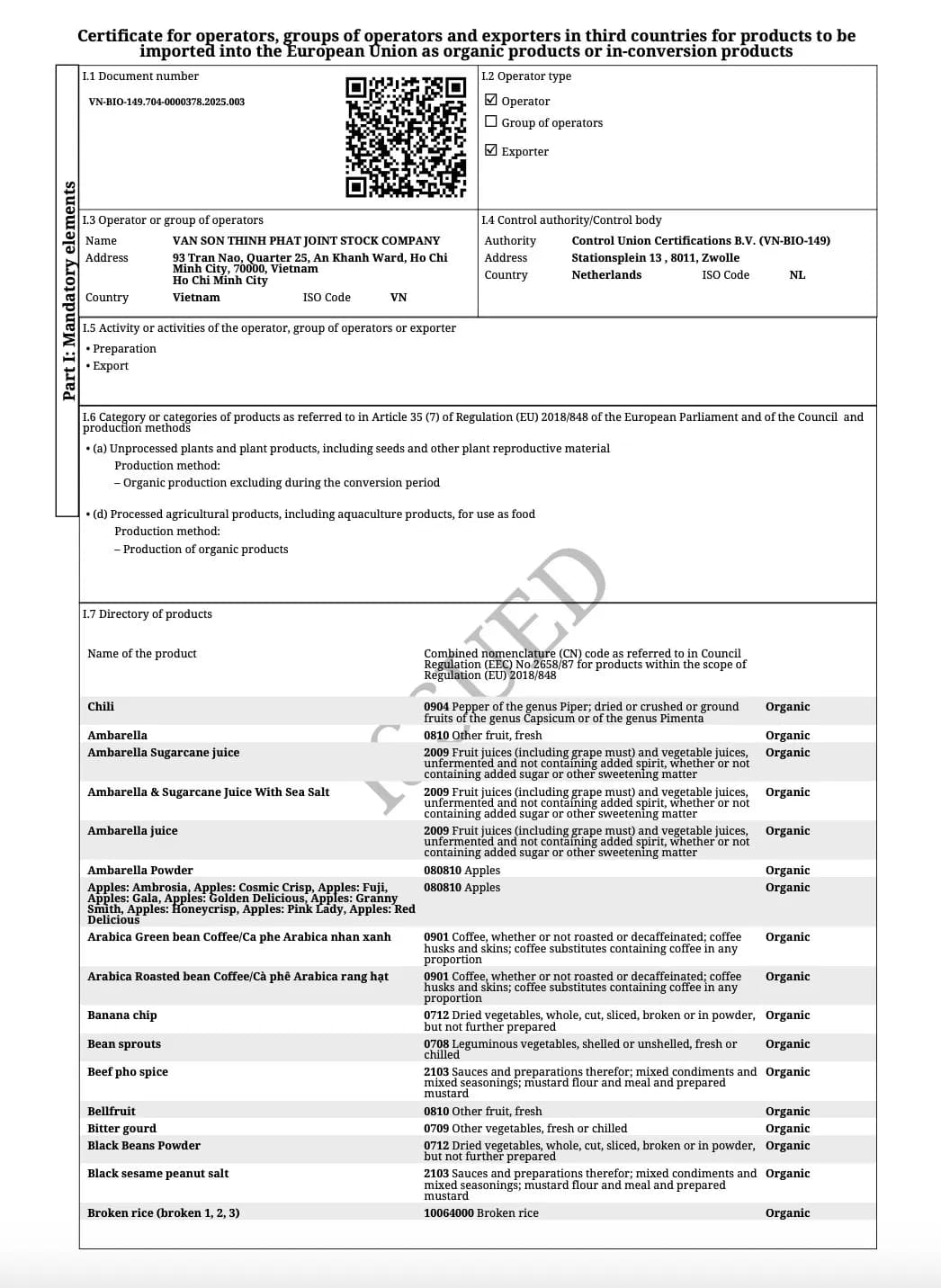 EU Organic certification